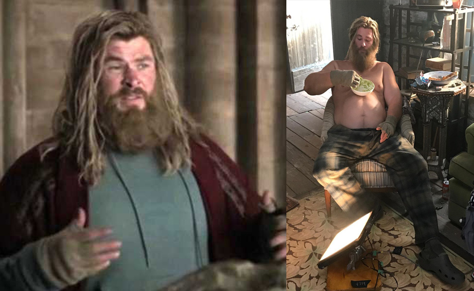 In Avengers: Endgame, Thor (Chris Hemsworth) is now an overweight alcoholic...