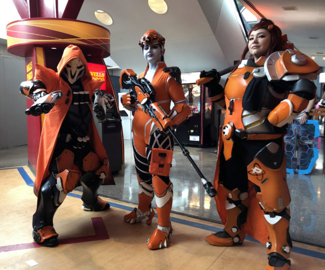 Philly Fusion Reaper / Widowmaker / Brigitte cosplays from Overwatch by @xealzega @s_noelle_cosplay & @alisonjefferycosplay