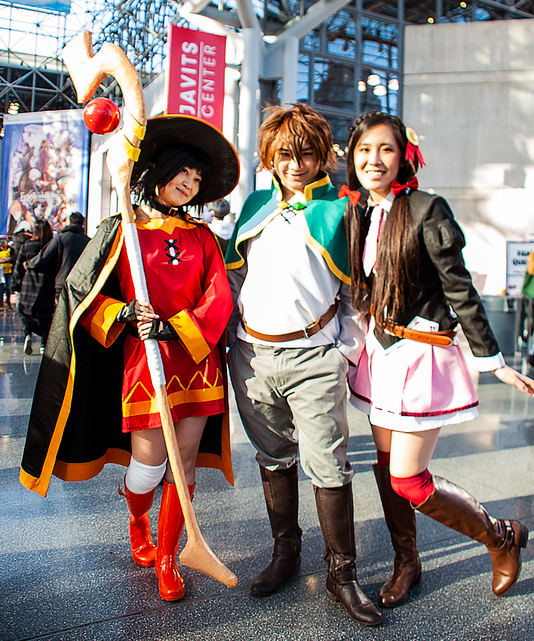 Megumin (sunsetblossom), Satou Kazuma (andrucymakes), and Yunyun Cosplays from KonoSuba