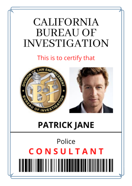 CBI consultant badge for Patrick Jane