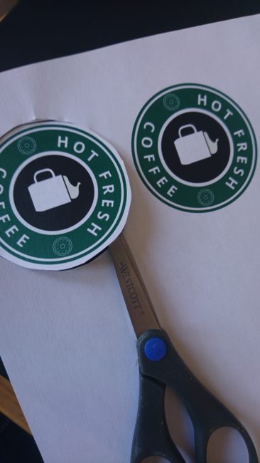Coffee cup decals x2
