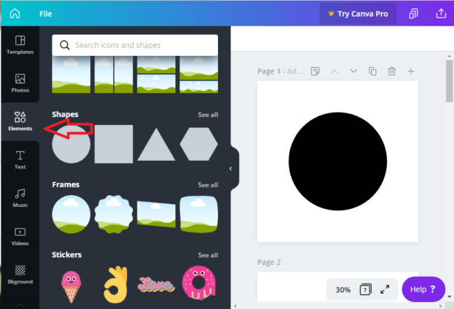 Screenshot of Canva workspace