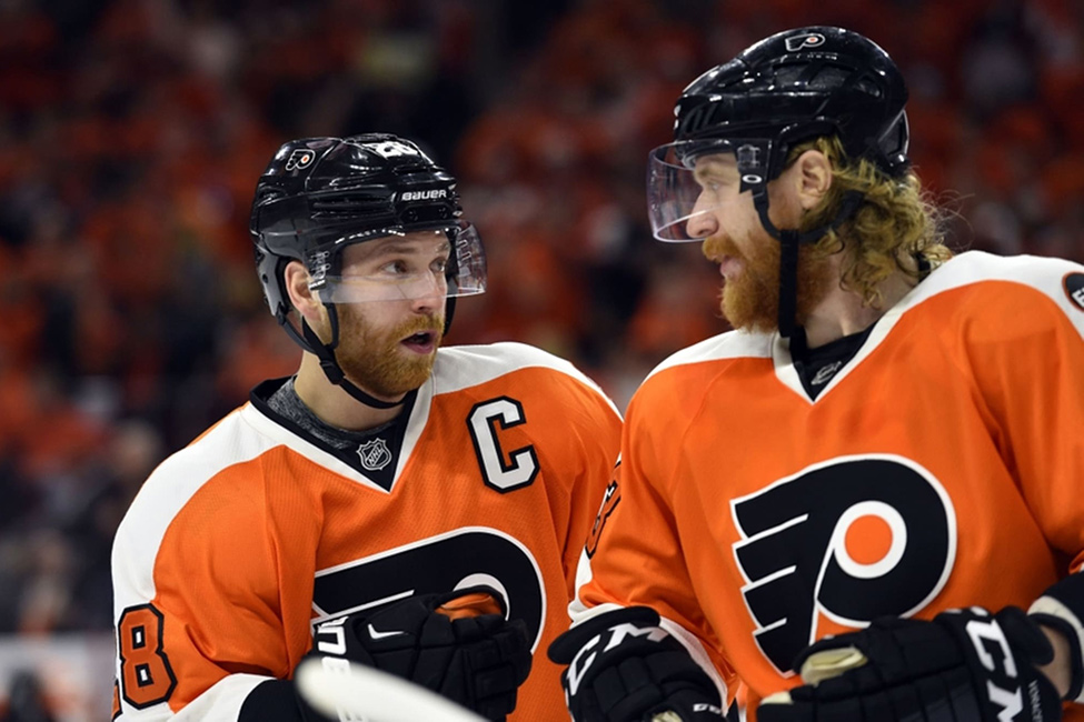 Claude Giroux and Jakub Voracek from the Flyers