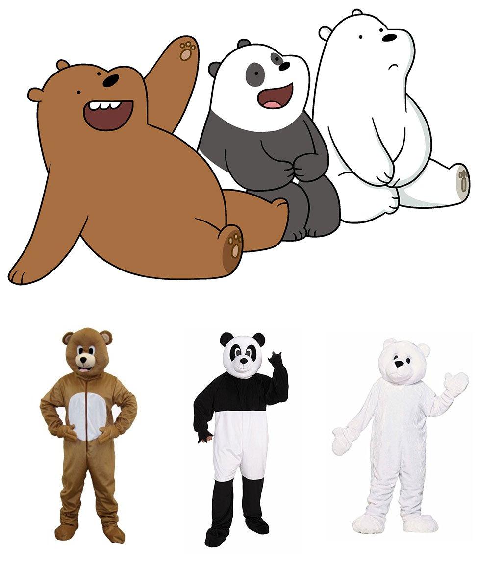 Ice Bear, Panda, Grizz from We Bare Bears Cosplay Guide