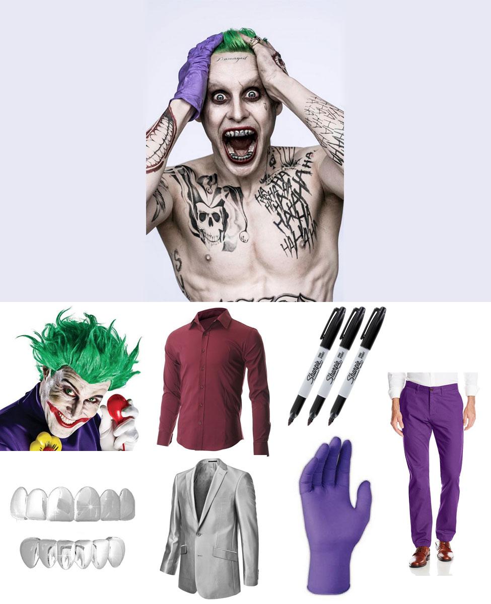 Fast Std & XL The Joker Costume Wig AND Makeup Kit Suicide Squad Adult Leto 