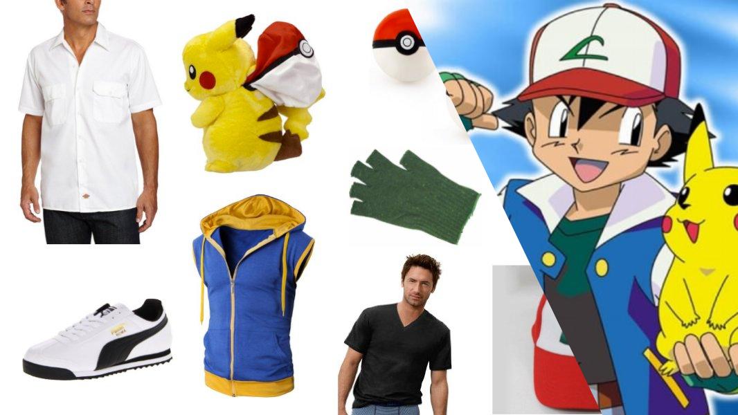 Ash Ketchum Cosplay Costume Pokemon, Anime High Quality