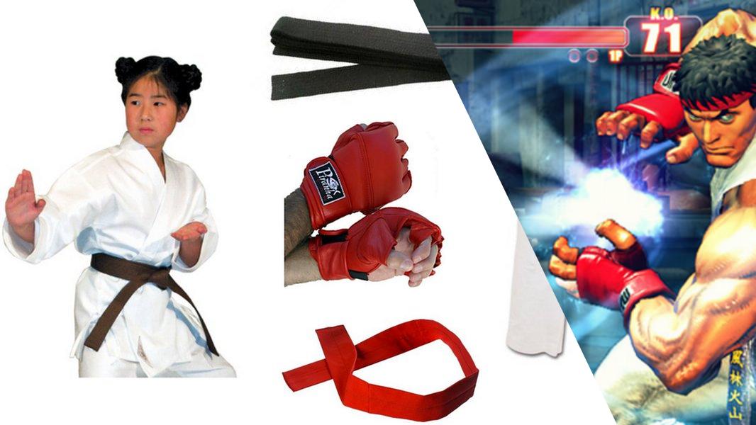 Game STREET FIGHTER V Ryu Ken Cos Costume Karate Outfit Boxing Gloves  Clothiing