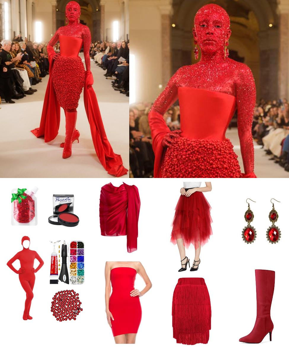 Doja Cat’s Red Crystal Outfit from Paris Fashion Week Cosplay Guide