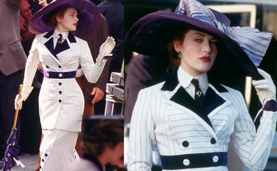 Titanic Rose Cosplay Costume Stripes Rose Dewitt Bukater Boarding